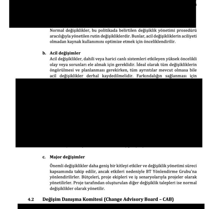 ISO 27001 - Değişim Yönetimi Politikası