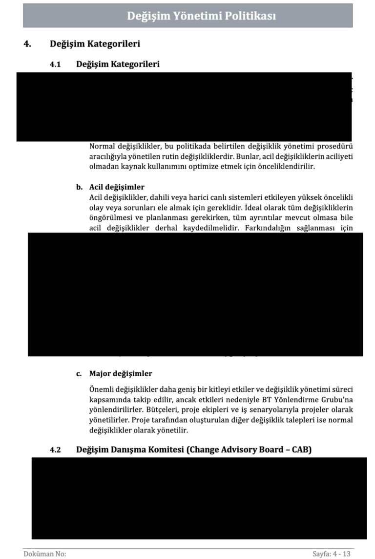 ISO 27001 - Değişim Yönetimi Politikası