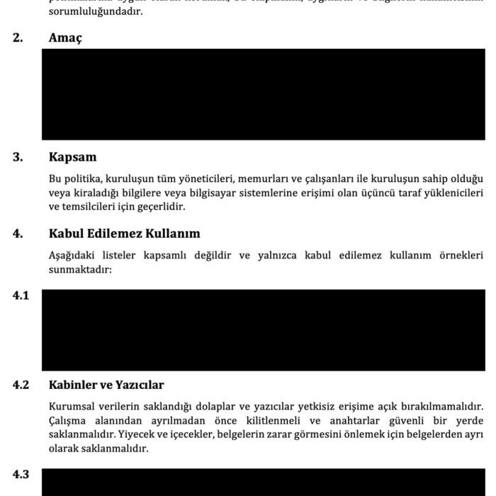ISO 27001 - Doküman Kabul Edilebilir Kullanım Politikası