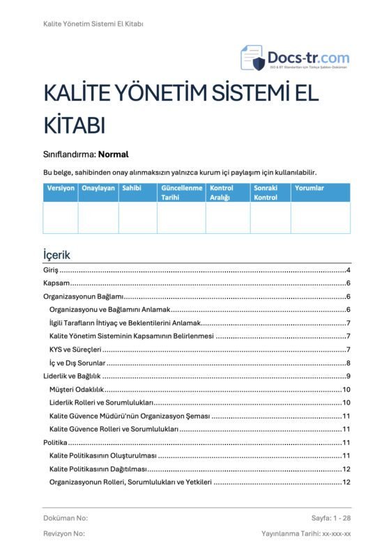 ISO 9001 - KYS El Kitabı
